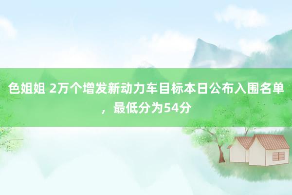 色姐姐 2万个增发新动力车目标本日公布入围名单，最低分为54分