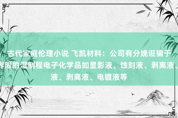 古代家庭伦理小说 飞凯材料：公司有分娩诳骗于先进封装界限的湿制程电子化学品如显影液、蚀刻液、剥离液、电镀液等