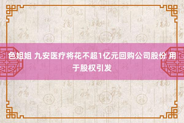 色姐姐 九安医疗将花不超1亿元回购公司股份 用于股权引发