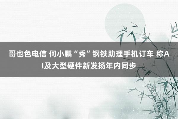 哥也色电信 何小鹏“秀”钢铁助理手机订车 称AI及大型硬件新发扬年内同步