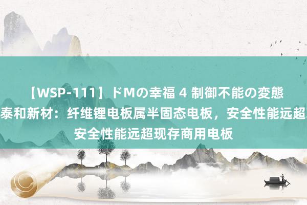 【WSP-111】ドMの幸福 4 制御不能の変態ボディ4時間 泰和新材：纤维锂电板属半固态电板，安全性能远超现存商用电板